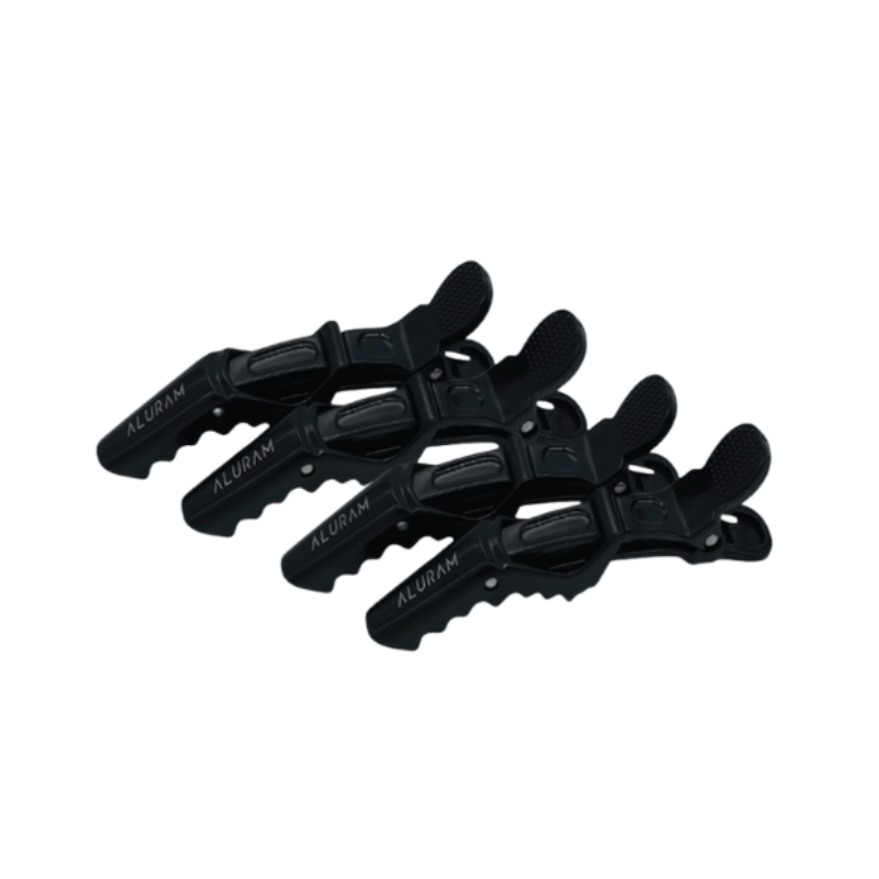 Aluram Alligator Clips Black Pack of 4 - The Warehouse Salon | Available at Plush Salon, Oakdale, PA
