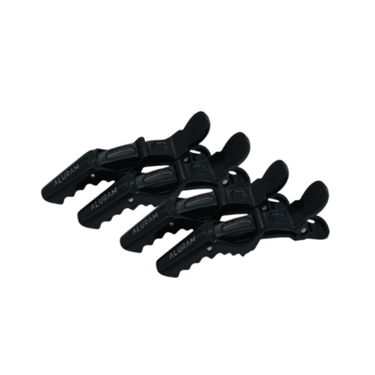 Aluram Alligator Clips Black Pack of 4 - The Warehouse Salon | Available at Plush Salon, Oakdale, PA
