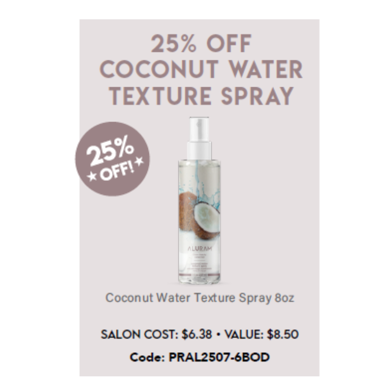 AL 25% OFF COCONUT WATER TEXTURE SPRAY PROMOTION